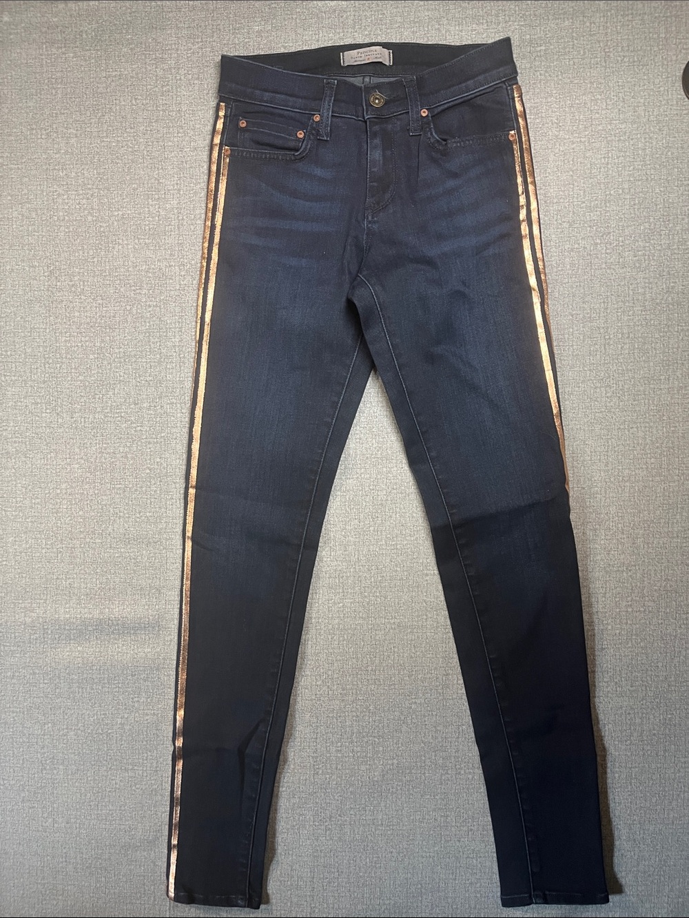 Principle Denim Innovations Dark Blue Skinny Jeans w/Metallic Side Stripe s=26